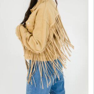 NWT Faux Suede Fringe Jacket